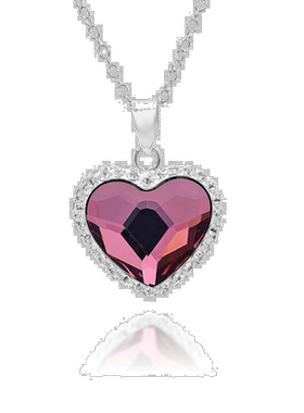 自营 max + stone纯银蓝色和白色施华洛世奇水晶心形吊坠 - 粉色