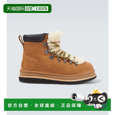 1h可退 香港直邮Sacai 男士 x UGG 绒面革毛羊皮登山靴 brown棕色