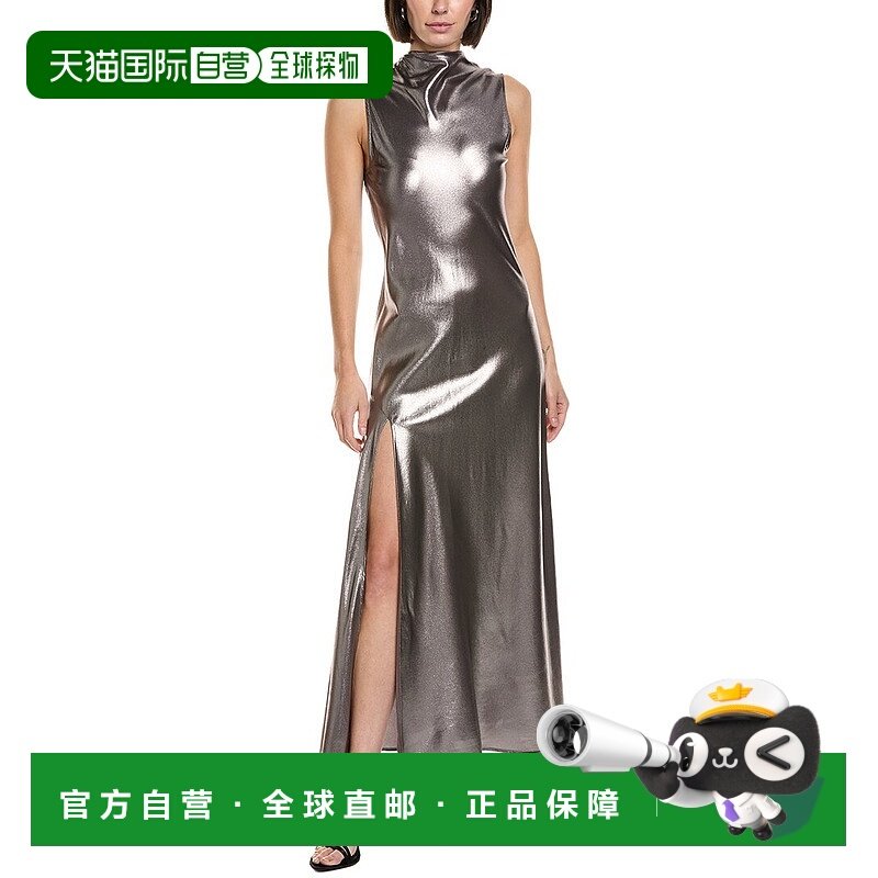 自营LAPOINTE Silk Metallic Drape Dress - silver 美国奥莱直发