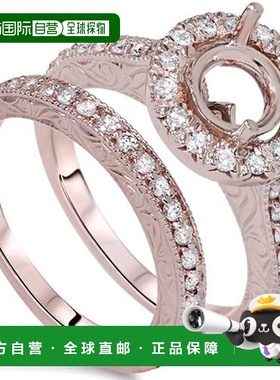 自营 pompeii31 克拉复古订婚结婚戒指半镶嵌 14K 玫瑰金 - 14k