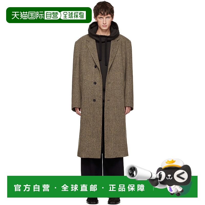 1h可退 香港直邮Lemaire 男士 驼色 & 黑色 Chesterfield 大衣 CO