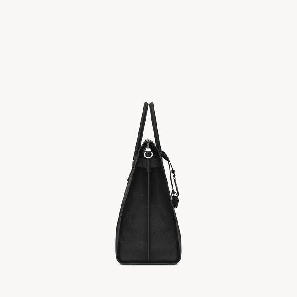 YSL圣罗兰 SAC DE JOUR系列男士黑色牛皮革手提包