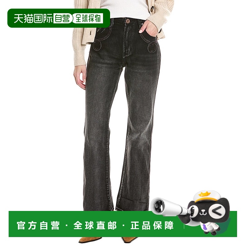 自营 one teaspoon一茶匙 Charlie 褪色黑色修身喇叭裤牛仔裤 -