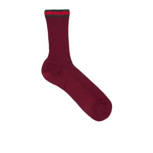 GUCCI 女士袜子 8019813GANZ6100 AW2025 红色 罗纹织带棉袜