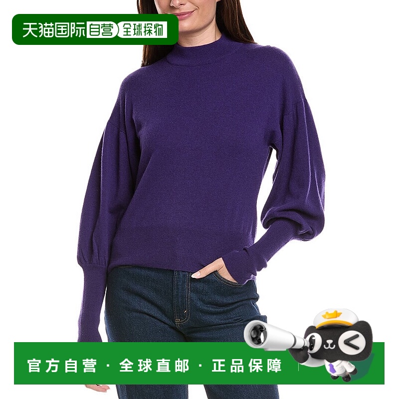 自营autumn cashmere秋季羊绒立领露肩羊毛衫-紫色 美国奥莱直发