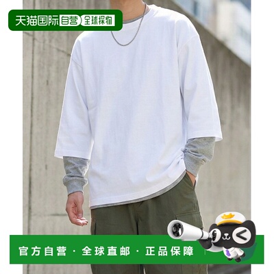 日本直邮NAVY 男女同款 BCI棉质宽松七分袖T恤 01225000474