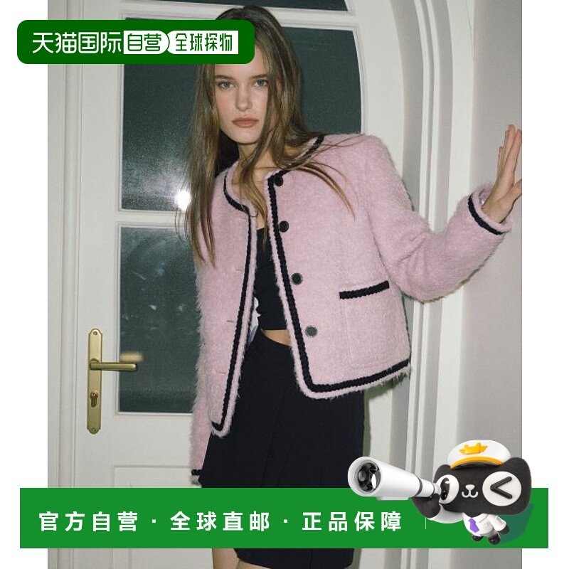 韩国直邮ETMON女士运动茄克/外套JK120RWW62 Tweed Fur Jacket  L