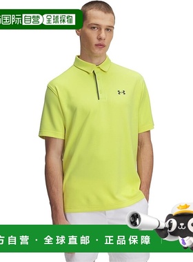 【日本直邮】安德玛 UA Tech Polo 男式高尔夫 Polo 衫 黄灰色