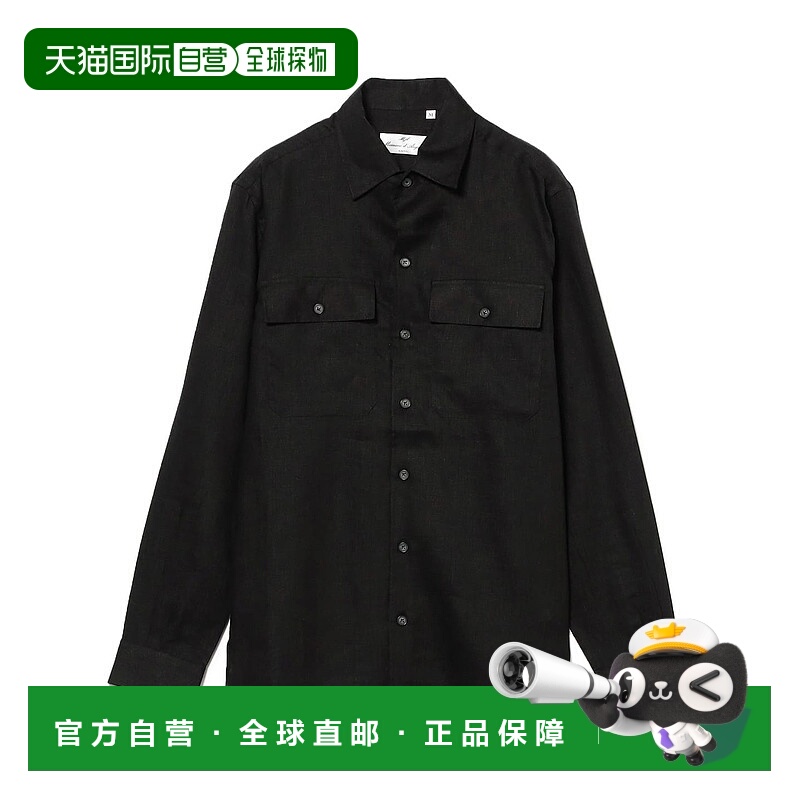 1h可退 日本直邮Massimo d’Augusto 男士黑色麻质短款衬衫外套 2