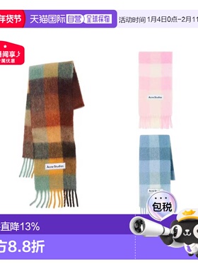 香港直邮Acne Studios多格纹羊驼毛绒线围巾男女同款情侣款
