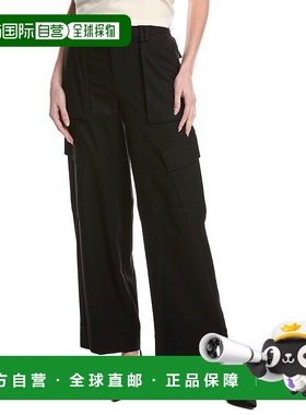 自营 Vince 法兰绒宽腿 Raver 羊毛混纺裤 - 黑色 美国奥莱直发