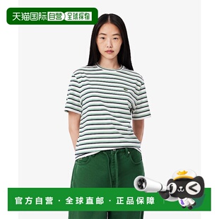 1h可退 日本直邮LACOSTE 女士经典条纹短袖T恤 TF035299新款