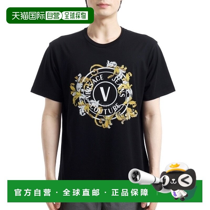 韩国直邮VERSACE V 字徽章 T 恤 (78GAHC01CJ01C G89)范思哲