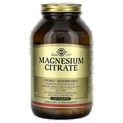 香港直发Solgar柠檬酸镁膳食补充剂有助骨骼健康120片