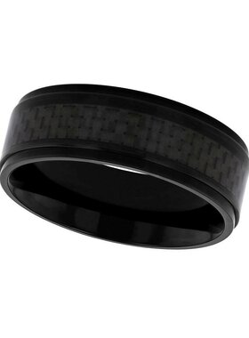 美国直邮Macy'S男士戒指编织镶嵌轻质钛婚戒黑色休闲简约百搭