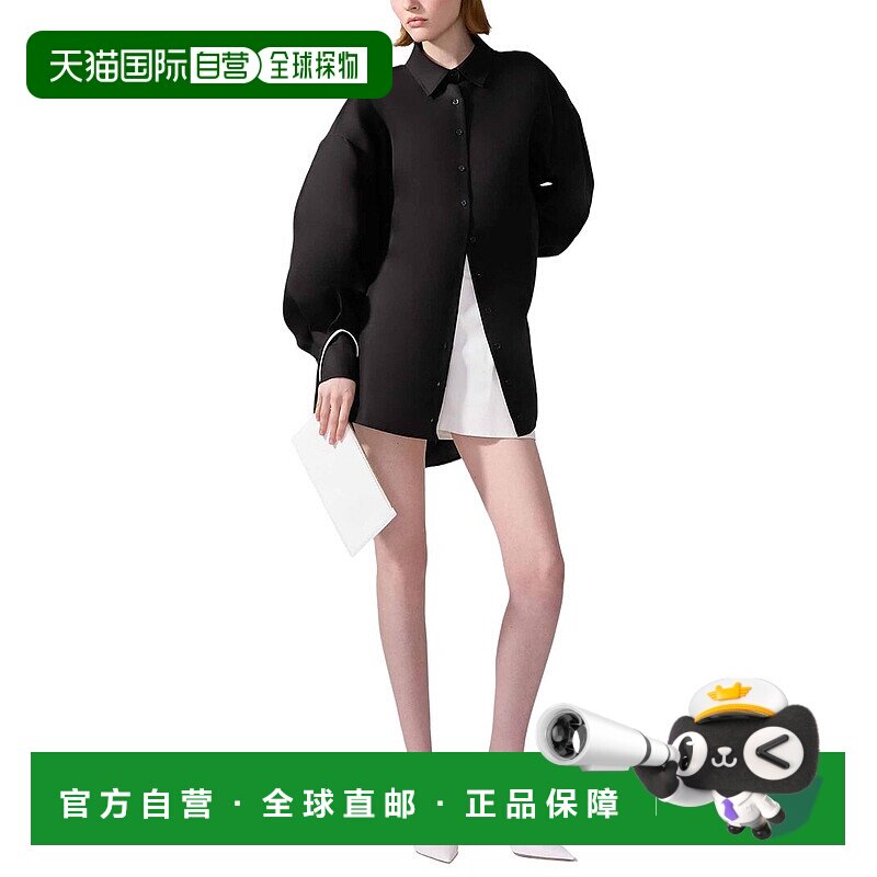 自营Carolina Herrera Oversized Button Down Silk Blouse - bla