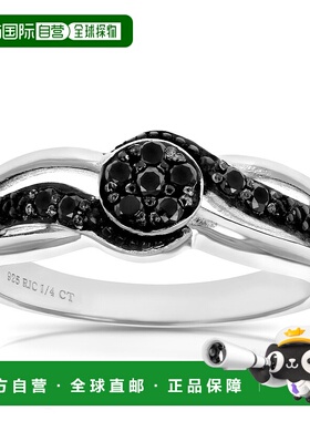 自营 vir jewels 1/4 克拉黑色钻石订婚戒指 .925 纯银配黑铑 -