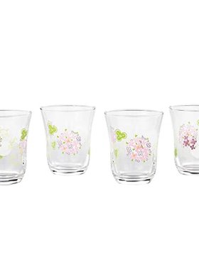 TOYO SASAKI GLASS东洋佐佐木印花玻璃杯紫色230ml4个装