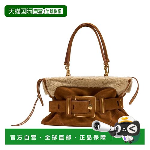 1h可退 香港直邮Balmain 巴尔曼 女士 ANTHEM 皮革棕色肩包 HN1DB