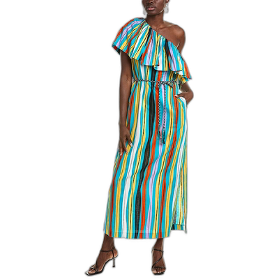 自营 Diane von Furstenberg Amrita 亚麻混纺中长连衣裙 - 绿色