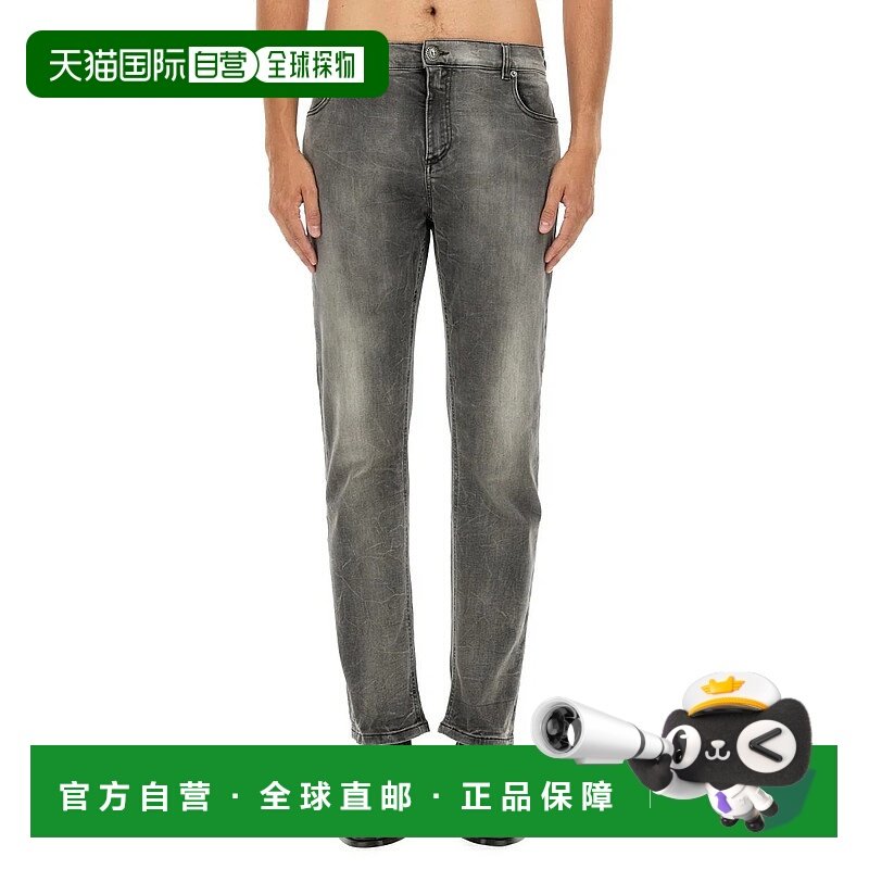 香港直邮BALMAIN 男士牛仔裤 DH1MI043DE739FK AW2024 灰色 Strai