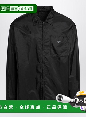 1h可退 香港直邮Prada 普拉达 男士 RENYLON ZIPUP 黑色衬衫式衬