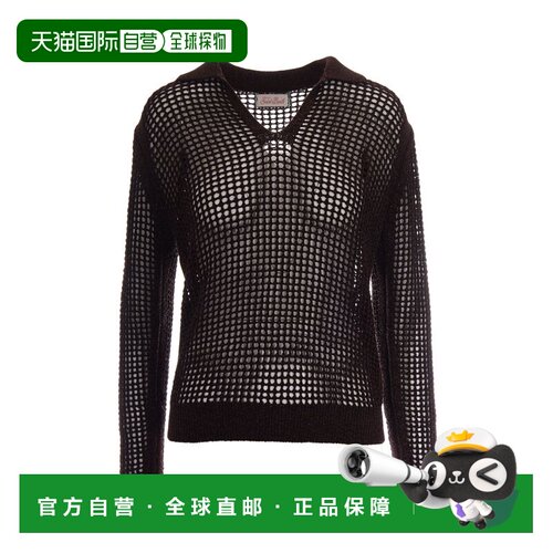 自营mc2 saint barthLoosely Knit Mesh Sweater with Open Colla