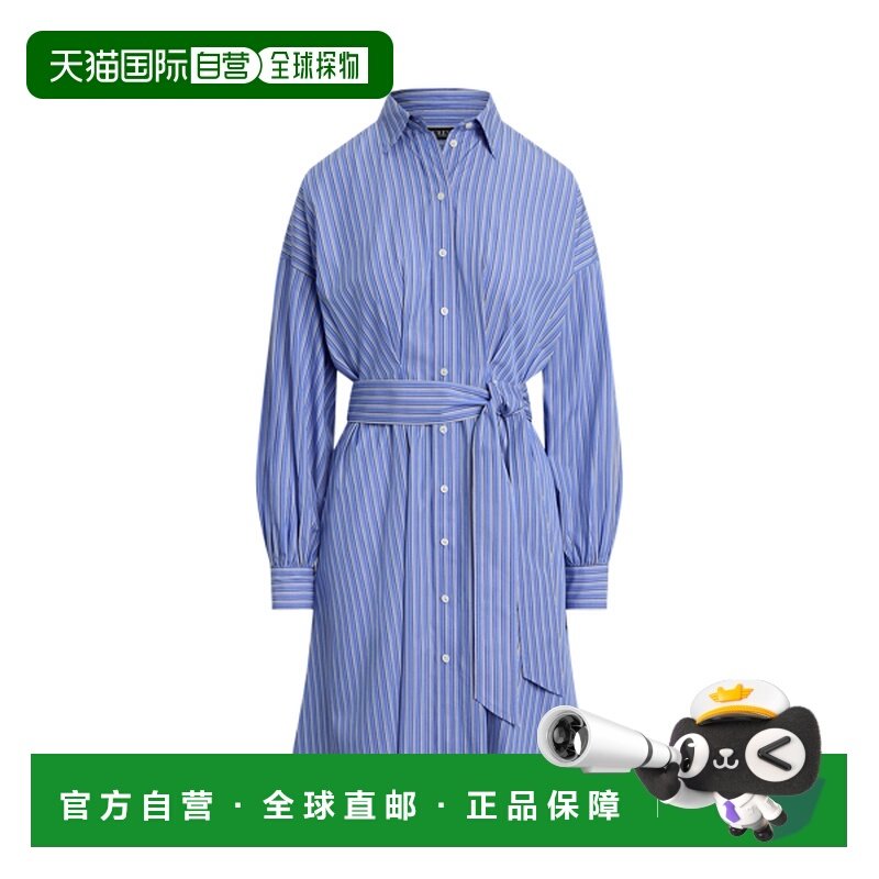 日本直邮Ralph Lauren Lauren 条纹束腰宽幅布衬衫裙 [100062998],童装/婴儿装/亲子装,连衣裙,淘宝优惠券,粉丝福利购,淘宝优惠卷
