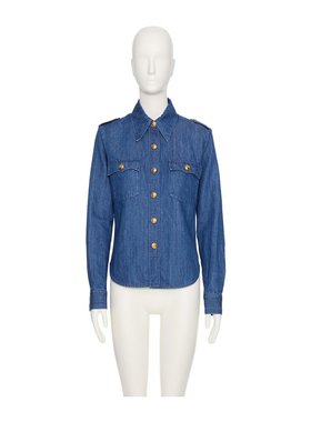 VALENTINO 女士外套 BDB02X94C558 SS2025 蓝色 长袖牛仔衬衫