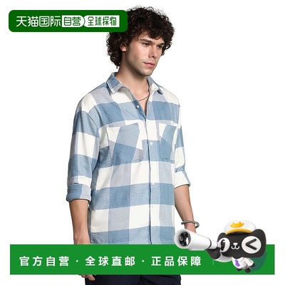 自营campus sutraMen's Powder Blue Buffalo Utility Shacket -