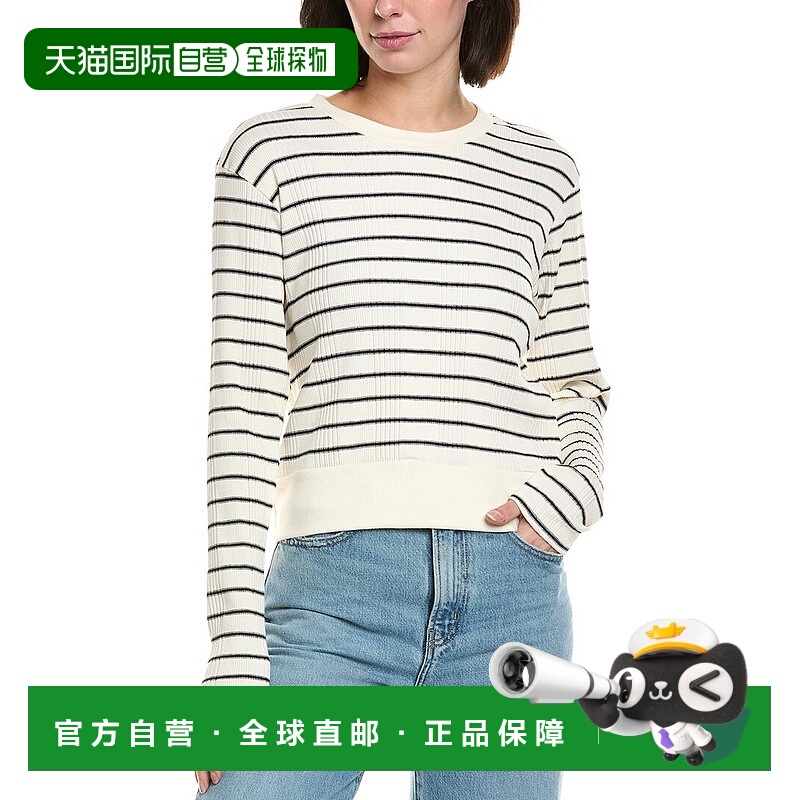 自营perfectwhitetee Rib Striped Boxy T-Shirt - white 美国奥