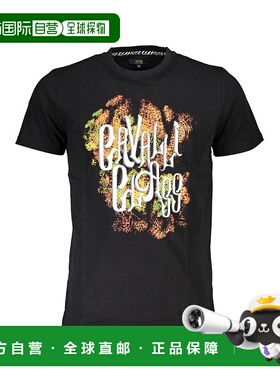 自营 Cavalli Class棉质男式T恤-黑色 美国奥莱直发