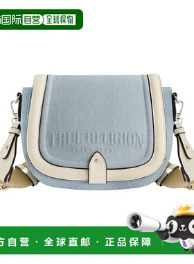 自营 True Religion 仿旧徽标牛仔马鞍包 - 浅蓝色 美国奥莱直发