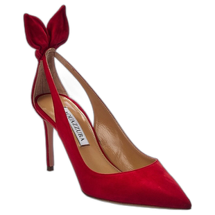 自营 Aquazzura Bow Tie 85 绒面革高跟鞋 - 红色 美国奥莱直发
