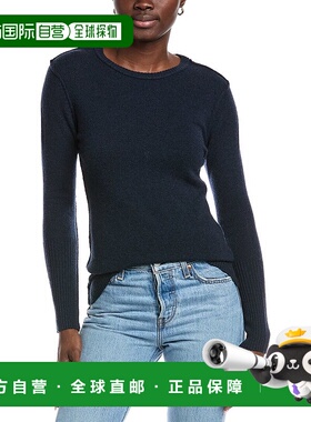 自营 autumn cashmere秋季羊绒毛边羊毛衫-蓝色 美国奥莱直发毛衣