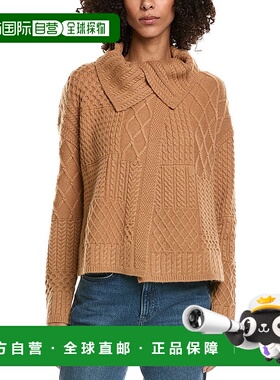 自营InCashmere Mix Cable Stitch Overlap Wool-Blend Cardigan