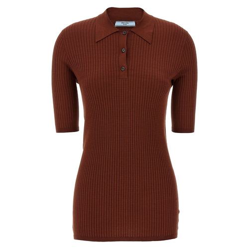 潮奢 Prada 普拉达 女士 罗纹Polo衫 P24N2USOOO16SU