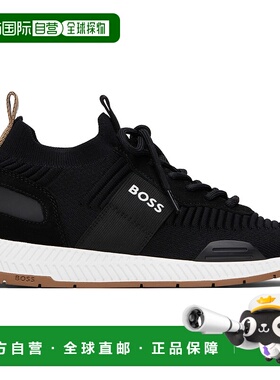1h可退 香港直邮潮奢 BOSS 波士 男士 黑色 Knitted-Upper 运动鞋