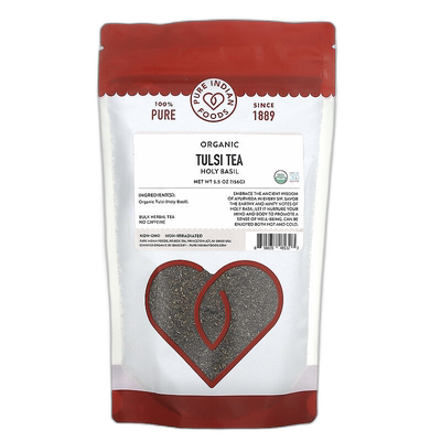 香港直邮Pure Indian Foods,有机图尔西茶，圣罗勒，5.5 盎司（15