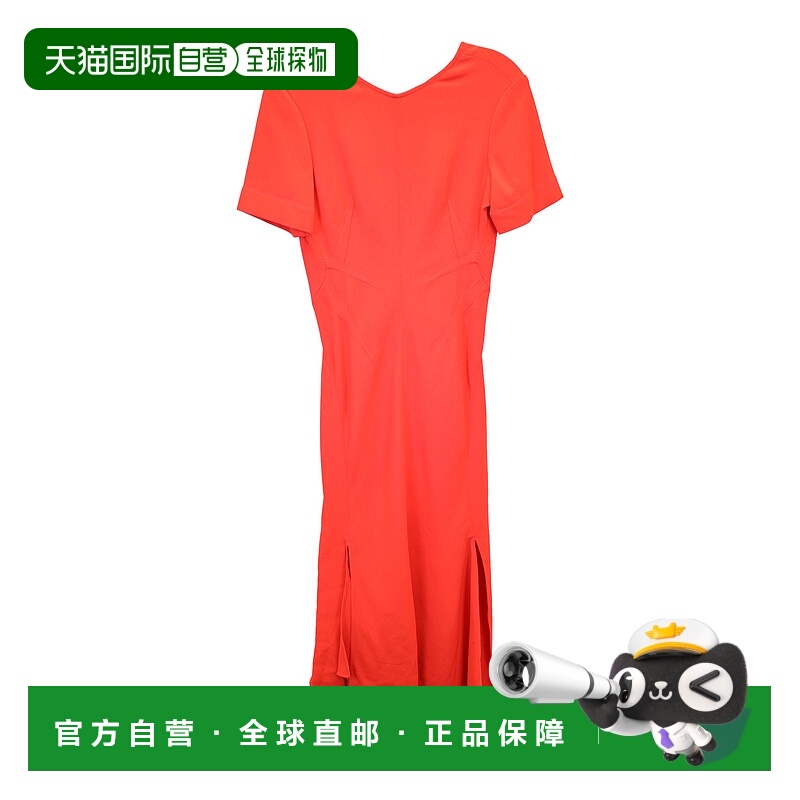 自营 victoria beckham维多利亚 贝克汉姆不对称Cady Midi连衣裙-