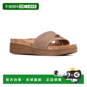 棕色 自营 美国奥莱直 Farrahspan 皮革坡跟凉鞋 Donald Pliner