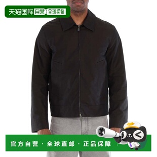 自营 Burberry Harrington宽领衬衫夹克-黑色/棕褐色 美国奥莱直