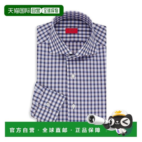 1h可退 【美国直邮】Isaia|格纹棉质正装衬衫格子长袖叠穿休闲舒