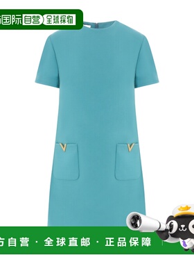 香港直邮VALENTINO 女士连衣裙 BVAF551CFR2F SS2025 蓝色 短袖圆
