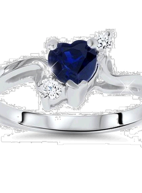 自营 pompeii31/3 克拉蓝心蓝宝石钻石戒指 14K 白金 - 14k 白金