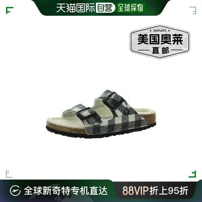 birkenstockArizona 铆钉女式羊毛休闲拖鞋 - 格子白色 【美国奥