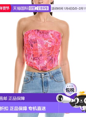 自营 rococo sand洛可可沙亚麻混纺紧身胸衣上衣-粉红色 美国奥莱