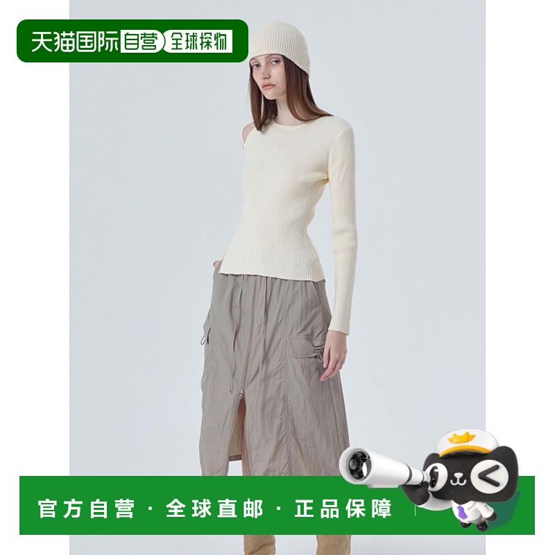 韩国直邮ETMON 女士半身裙SK140TFF53 Nylon Zipper Skirt Ash Kha