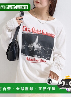 1h可退 日本直邮mystic 女装 宽松长款纯棉T恤 印花设计 MYZ10523