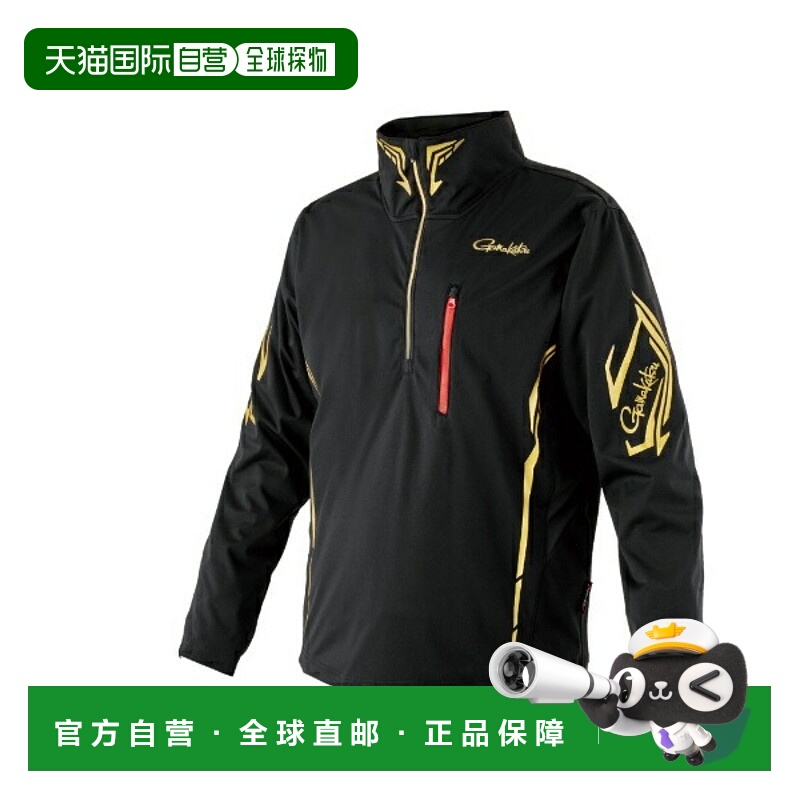 日本直邮Gamakatsu Wear GM3794 套头拉链衬衫黑色 x 金色L 码